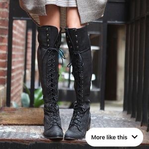 Free People x Jeffrey Campbell Joe Lace-up Over The Knee Boot